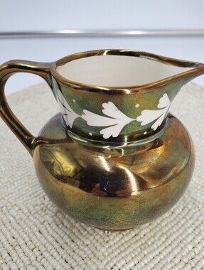 Vintage Gray’s Pottery  "Castle Jug" England Copper Lusterware Creamer (C6)